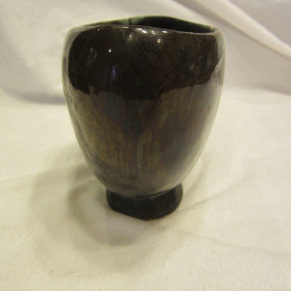 UNIQUE VTG DRIP GLAZE OBLONG VASE/PLANTER - Picture 2 of 12